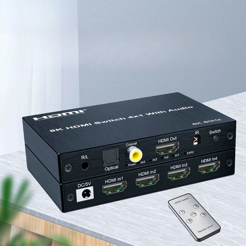 Optical Audio Hdmi Earc Extractor - Switch HD 8K 60Hz 4 ingressi
