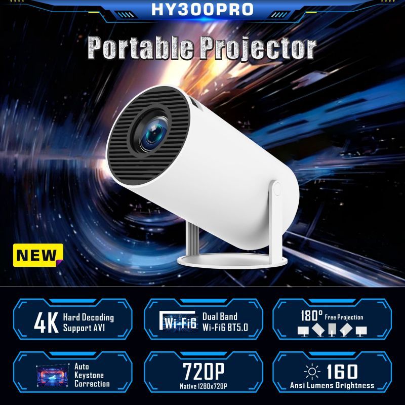 4K Smart Projector Android 11 Wifi 6 - Mini proiettore intelligente HY300 pro 4K