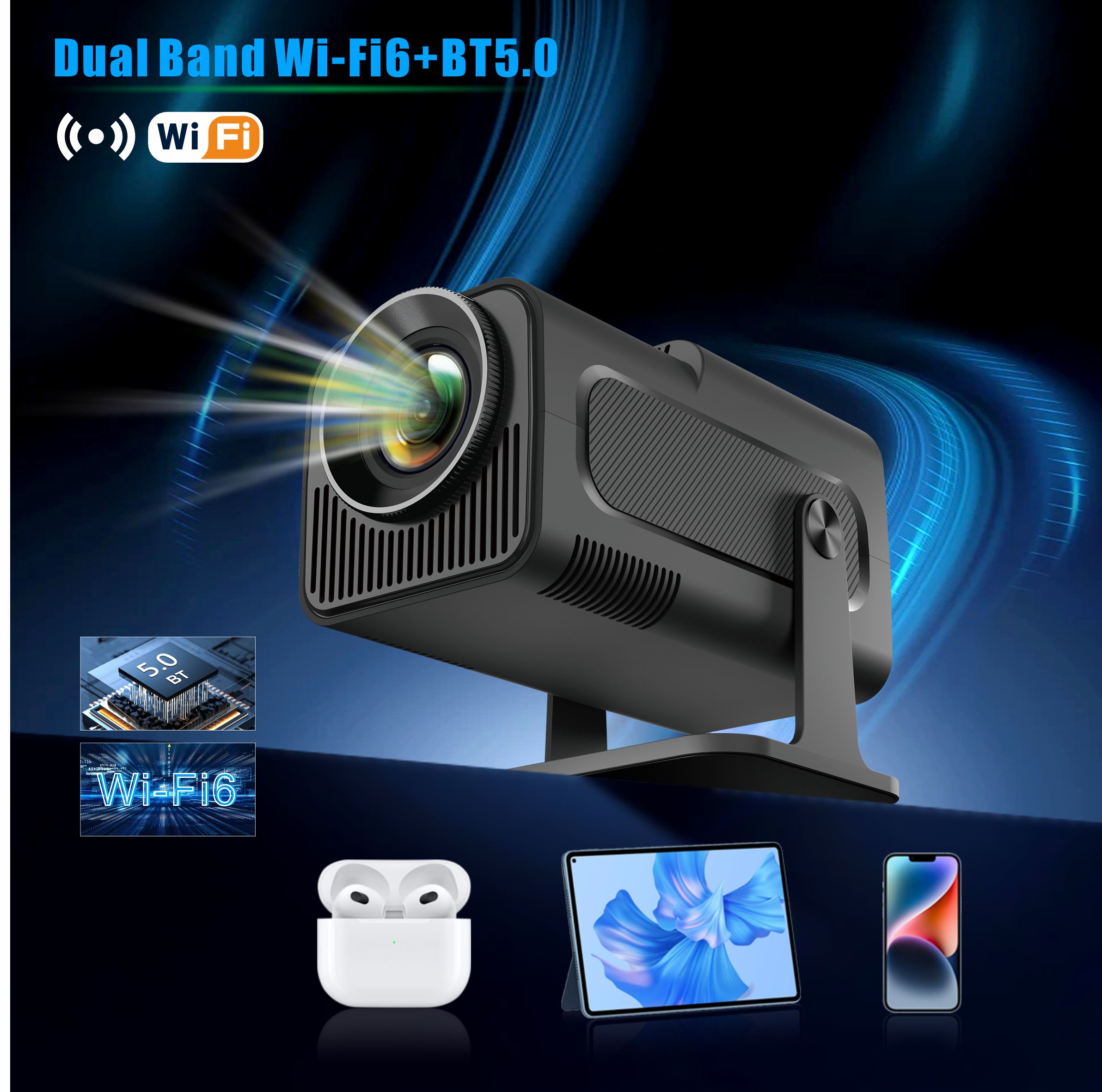 4K Smart Projector Android 11 Wifi 6 - Proiettore intelligente 4K HY320 mini Android