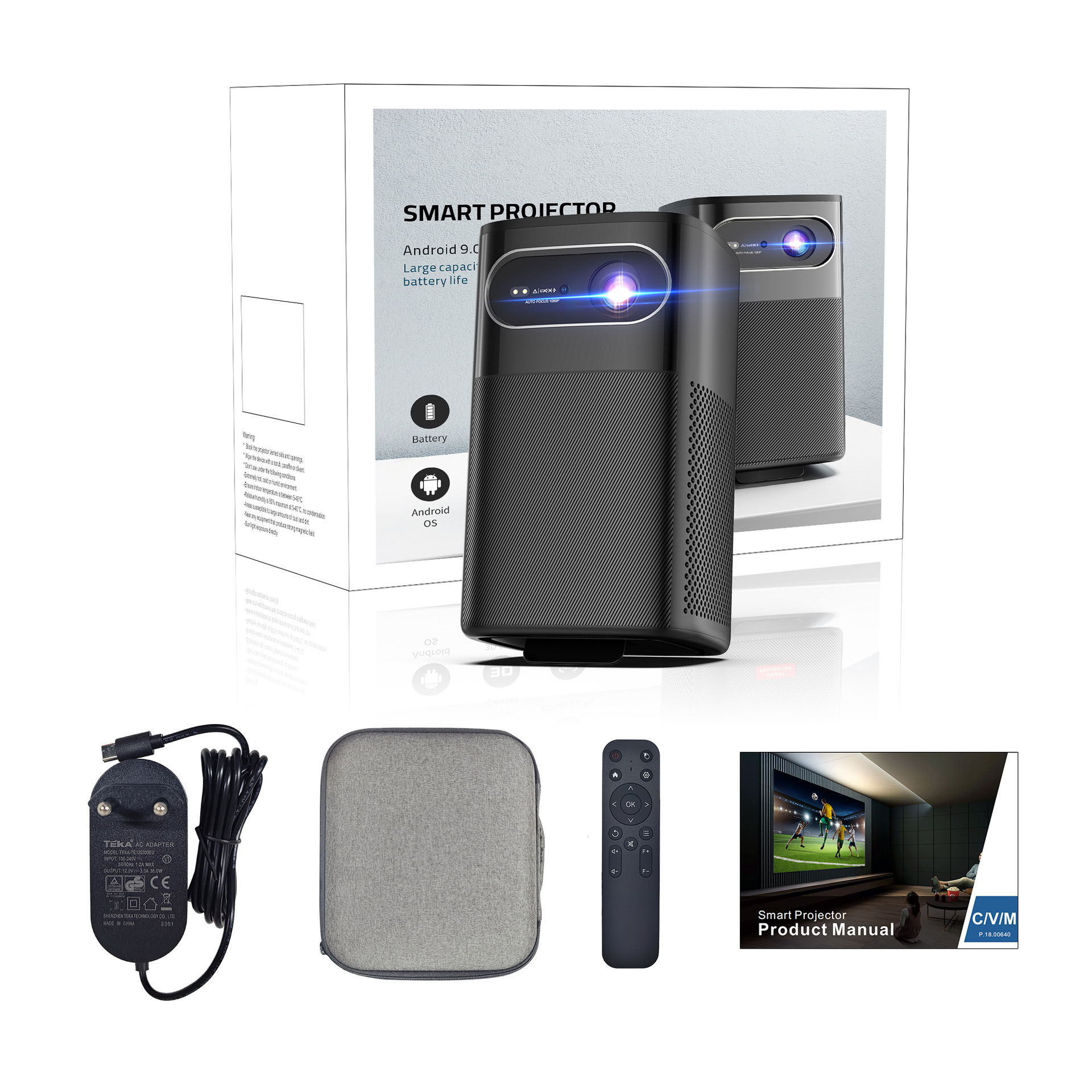 Mini Portable Projector Rechargeable Battery - Proiettore Portatile Mini Wireless con Supporto