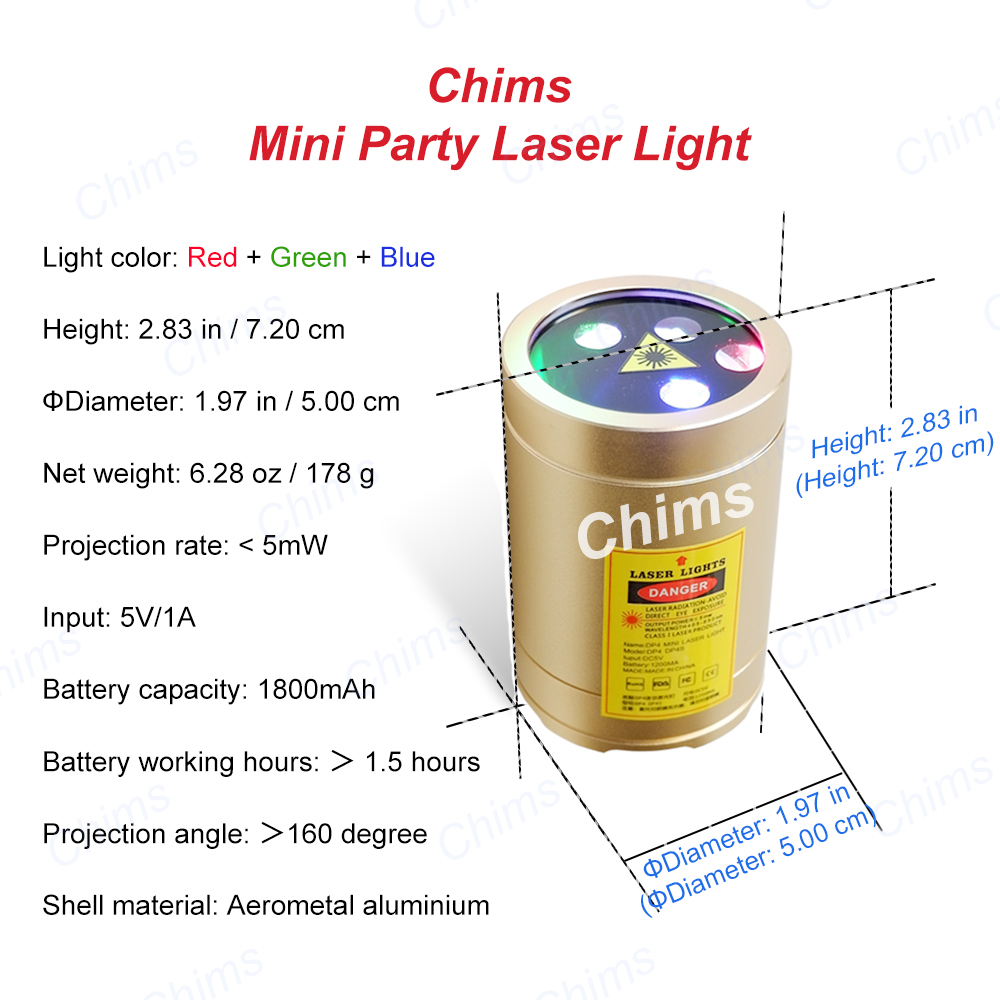 Chims Mini luci laser portatil - Mini Portable Projector Rechargeable Battery recensione e prezzo