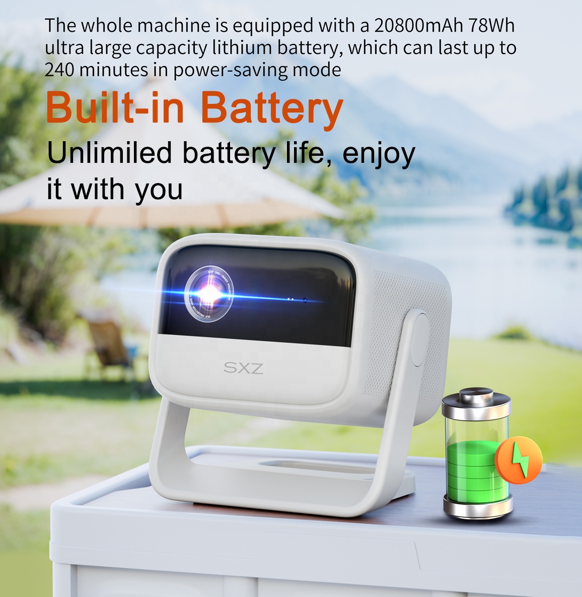 Proiettore Portatile Smart con - Mini Portable Projector Rechargeable Battery recensione e prezzo