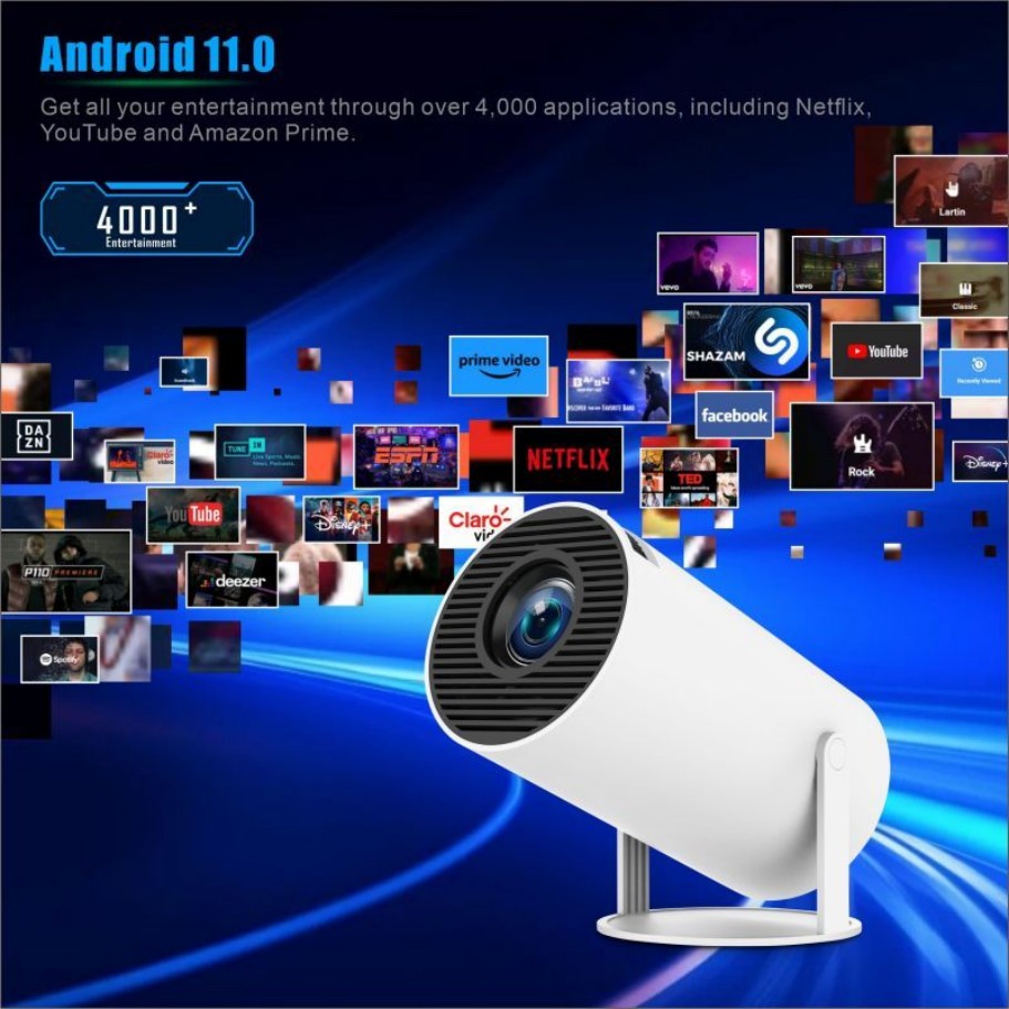 Mini proiettore intelligente H - 4K Smart Projector Android 11 Wifi 6 recensione e prezzo